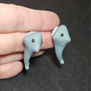 Grey shark earrings
